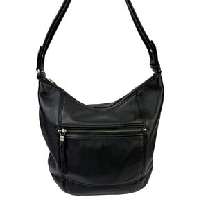 The Sak Sequoia Hobo Handbag Black Soft Leather Slouchy Handbag NO Charm